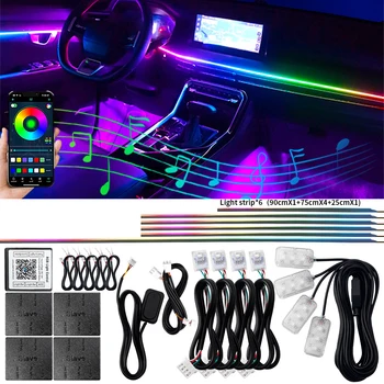 18 in 1 LED Symphony Ambient Lights Car Interior Full Color Streamer RGB 64 Colors Neon Acrylic Strip Decoration Atmosphere Lamp 1