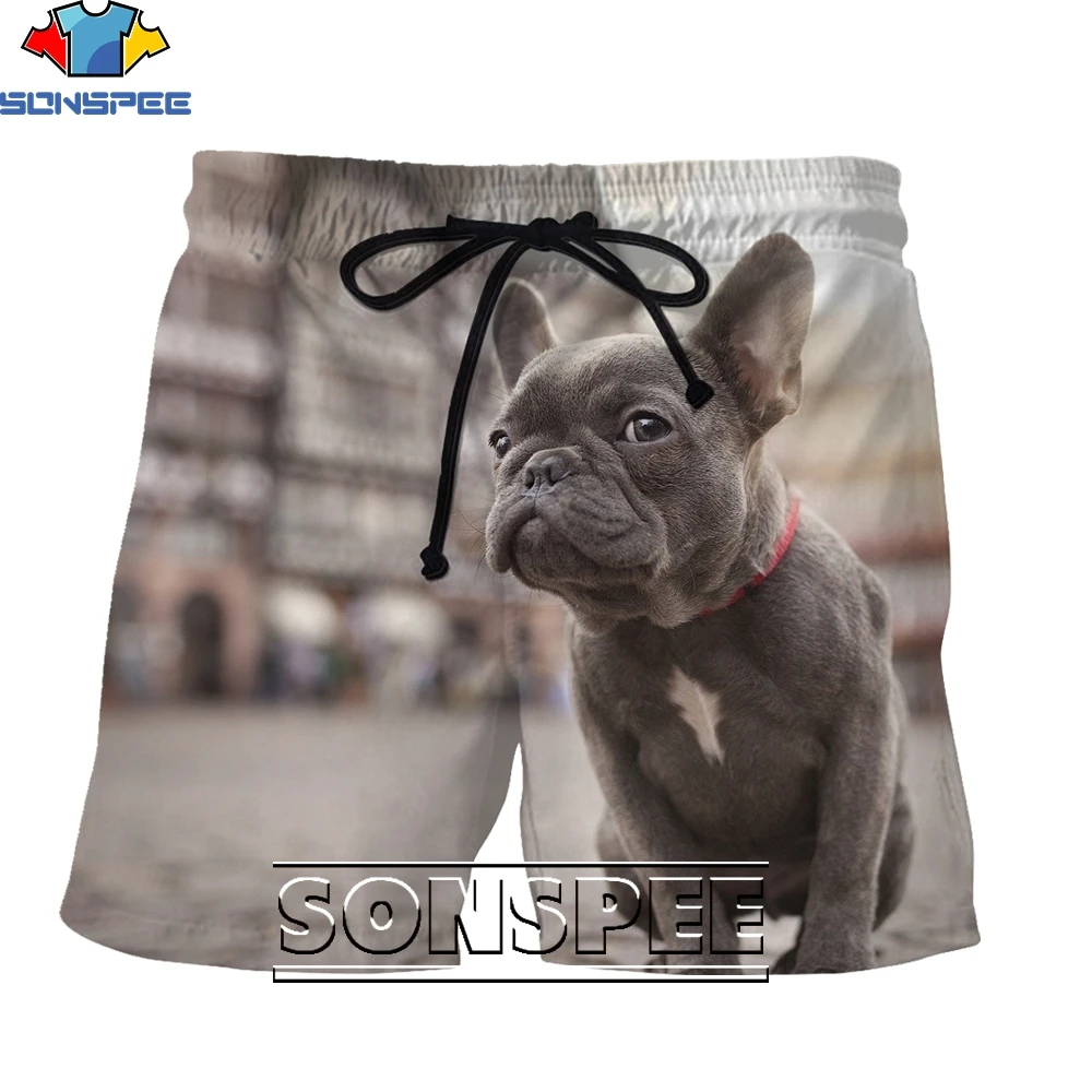 SONSPEE 3D Printing Animal Dog Bulldog Anime Summer Men's and Women's Sports Shorts Casual Fashion Cute Trend Style Beach Pants