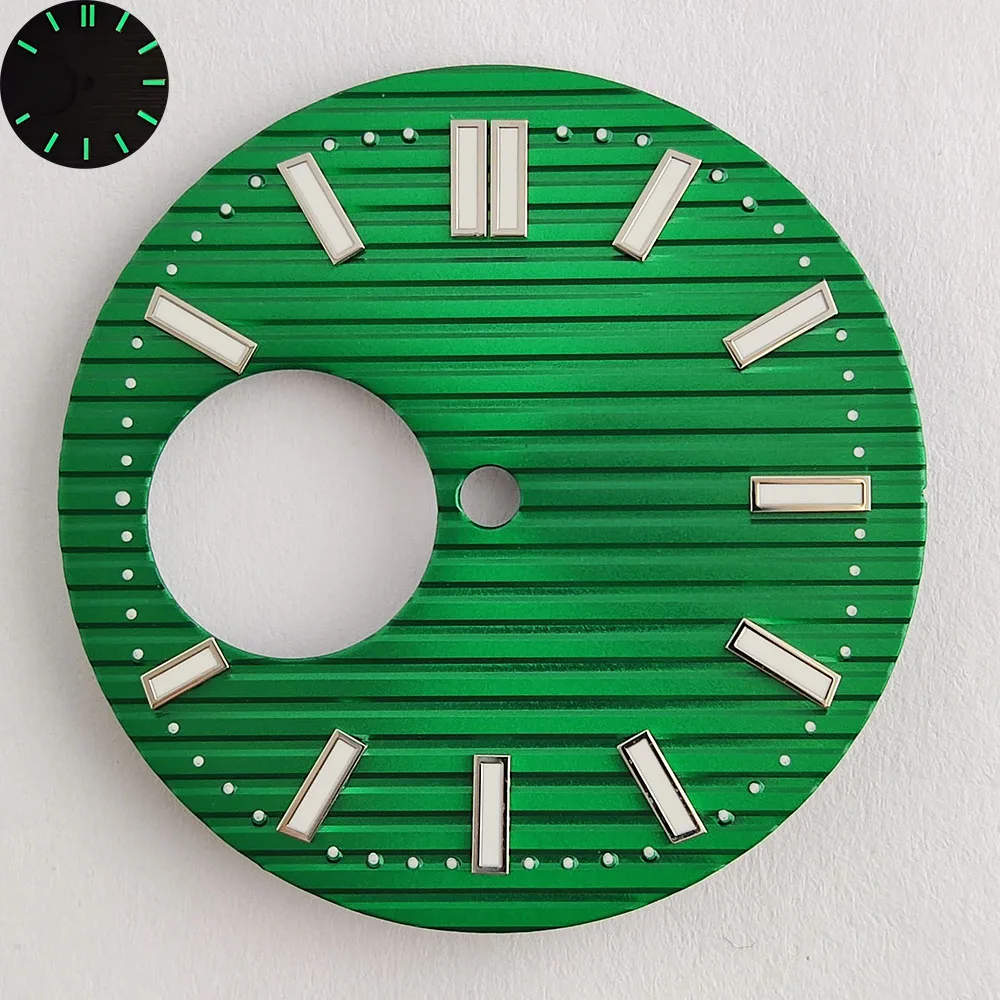 Green Luminous Hollowed-Out Watch Dial and Pointer Set, 29.5mm