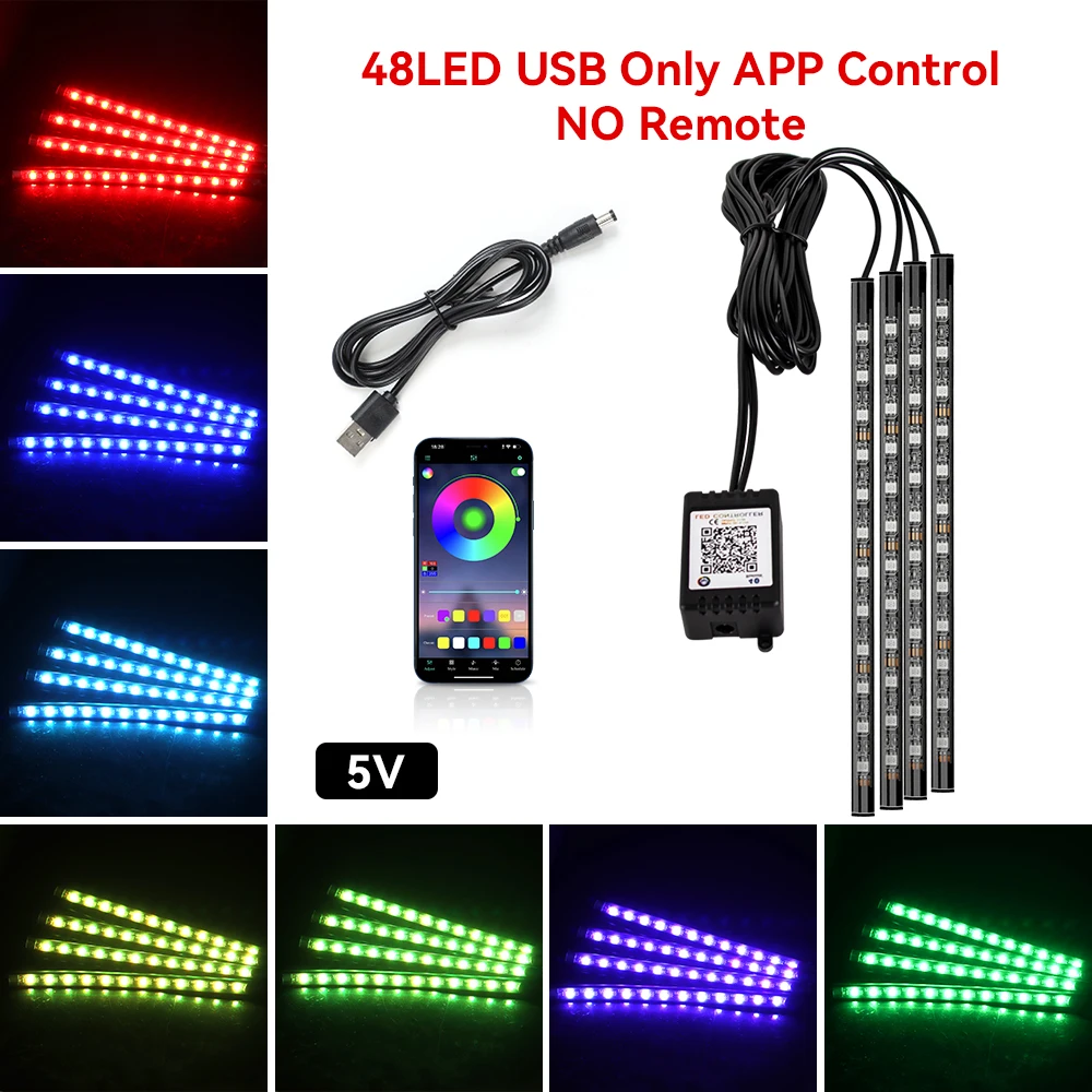 ตัวเลือกสินค้า ไฟ LED ตกแต่งรถ Ambient ควบคุมเพลงอัตโนมัติ