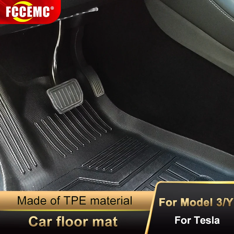 

For Tesla Model 3/Y 3Pcs/Set Car Waterproof Non-slip Floor Mat TPE Modified Car Accessories Trunk Fully Surrounded Special Foot