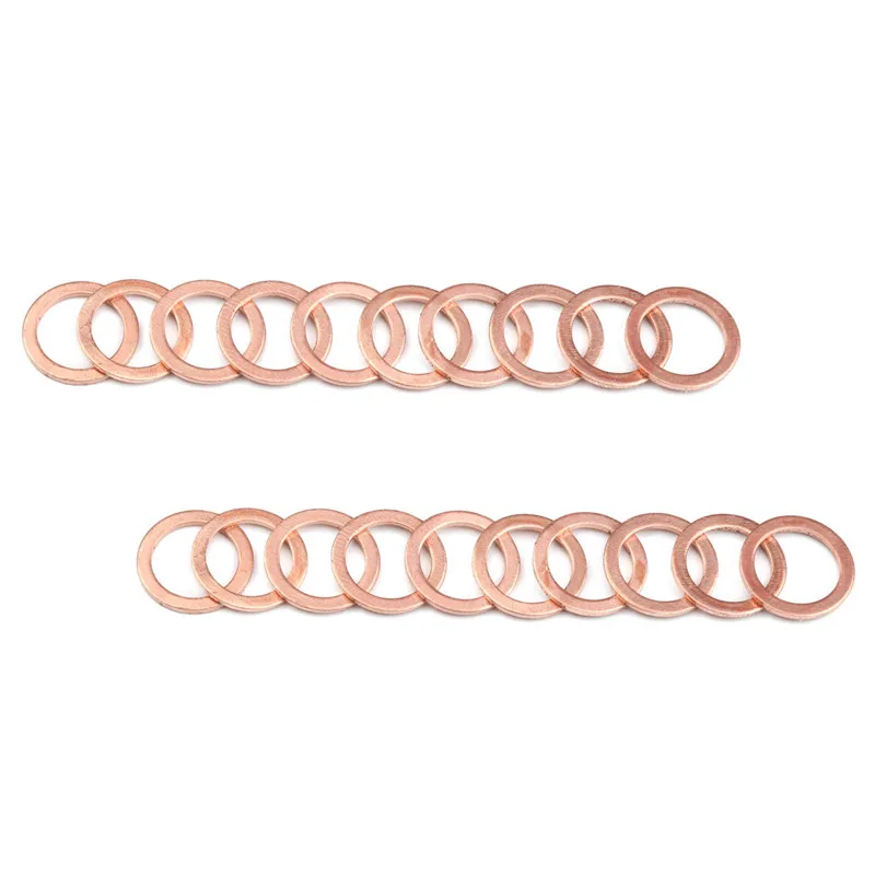 Copper Washer Gasket Nut And Bolt Set Flat Ring Seal Assortment Kit 100Pcs For Sump Plugs