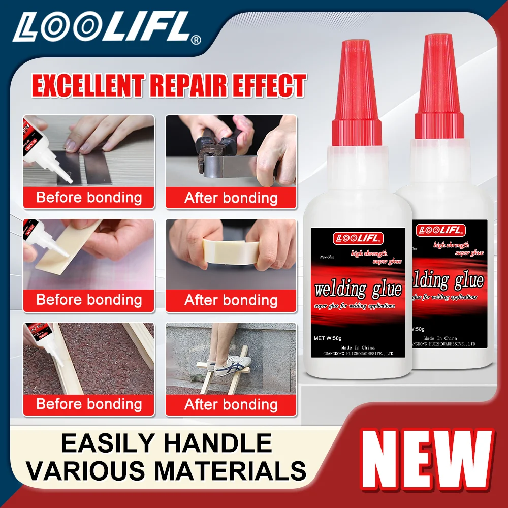 Jue-Fish 4PCS High-Strength Oily Glue - Universal Super Glue For Metal, Wood, Ceramics, Leather & Glass (50g Each)