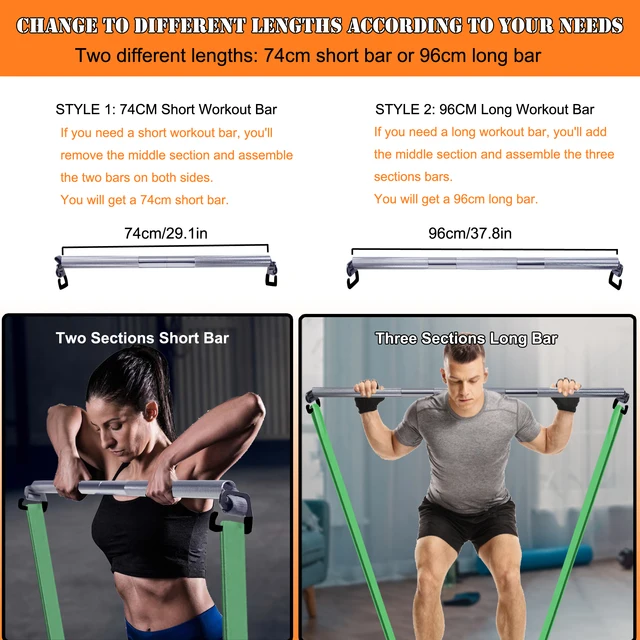 96cm Resistance Band Exercise Bar e-type Hook Door Anchor Handles for Long Elastic Bands Home Squat Deadlift Workout Equipment 5