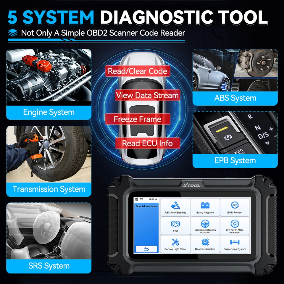2025 XTOOL D5S Professional OBD2 Scanner - 4 System Diagnostic Tool For Engine, ABS, SRS, Transmission