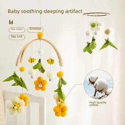 Wooden Baby Bed Bell Cartoon Flower Design Children's Educational Soothing Flower Bee Bell Baby Rattles Mobiles