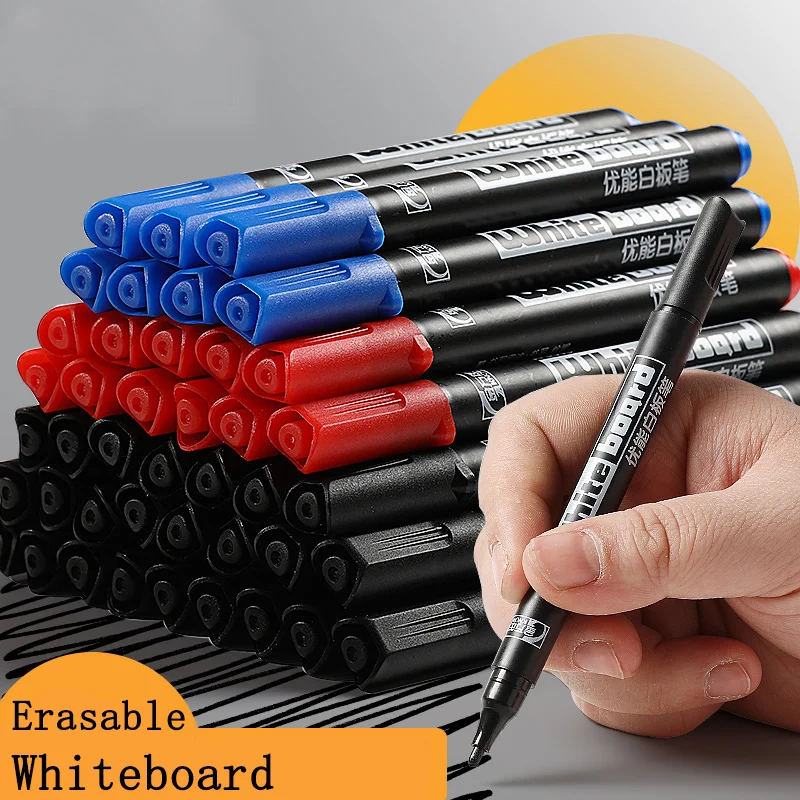 10pcs Thin Head Whiteboard Pen Markers Erasable 1.0mm For Use on Classes Thin-Nosed Special for Kids School Line Marker Art commonly used basic stroke control pen training copybook special paper adult primary school students practice hard