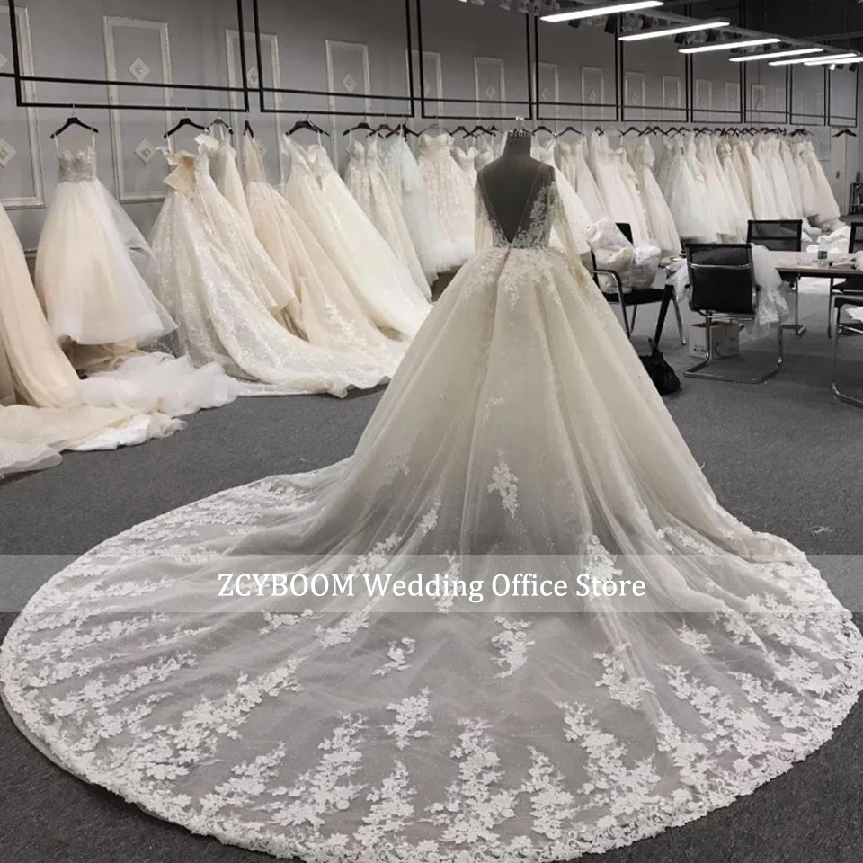 Maßgeschneidertes Exquisites Spitzen-Stickerei O-Ausschnitt Ballkleid Hochzeitskleid 2026 Glitzer Perlen Prinzessinnen-Brautkleid Vestido De Noiva – Detail 5