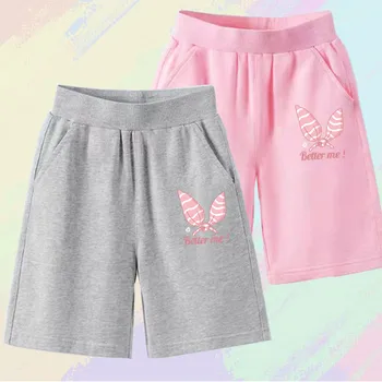 Girls Cat Ear Print Summer Shorts 1