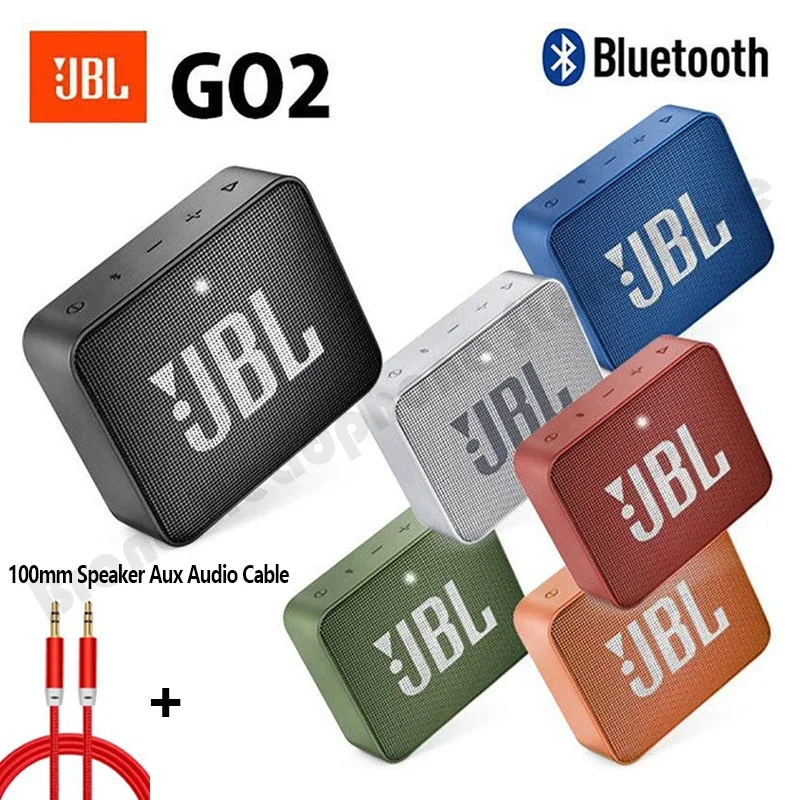 JBL GO 2 Bluetooth-динамик беспроводной сабвуфер Саундбар водонепроницаемые портативные динамики Bluetooth звуковая коробка GO2 с аудиокабелем Aux