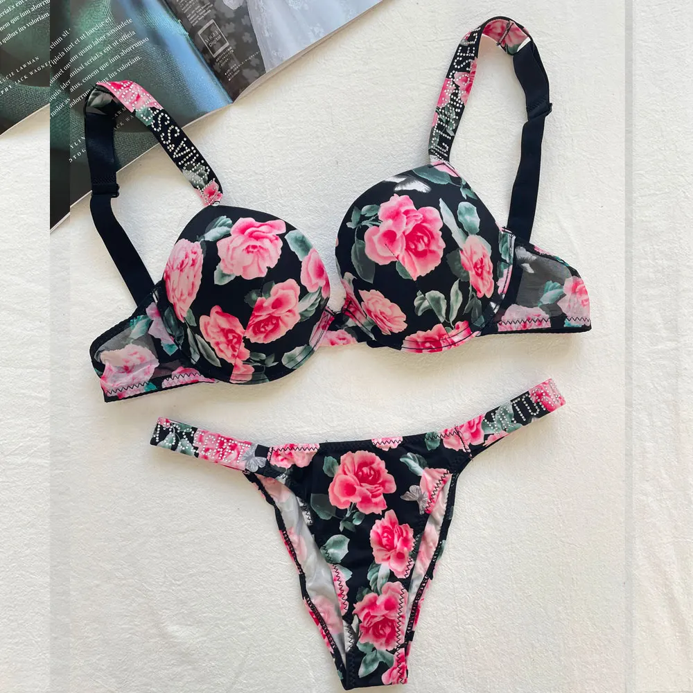 2023 New Bra and bra panty set Victorian style printed underwear fashion  design SIZE:(75B/C-85B/C)