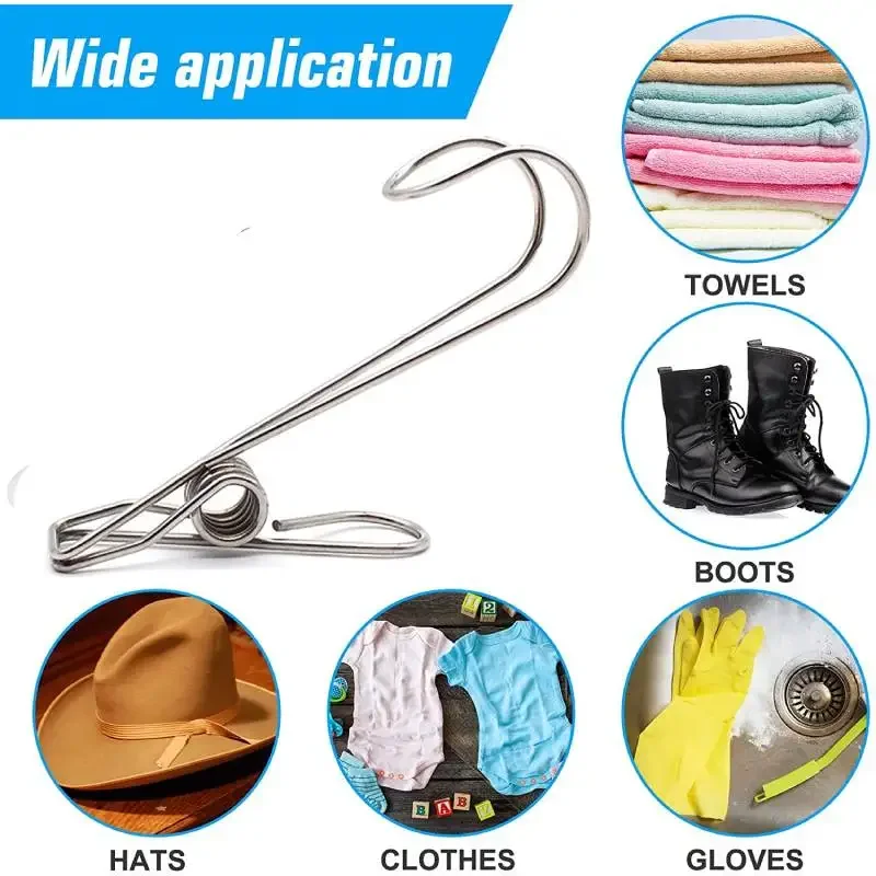 Long Tail Hook Clips Clothes Pins Stainless Steel Hanger Clips Closet Hooks Bag Clip Peg for Laundry Outdoor Kitchen 6Pcs clothes hanger storage hanger storage hanger hook windproof clothespins