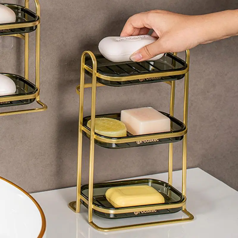 

3-layer Wall Mounted Soap holder portable Draining Soap Holder No Drilling Soap Dish for Kitchen Bathroom home storage supplies