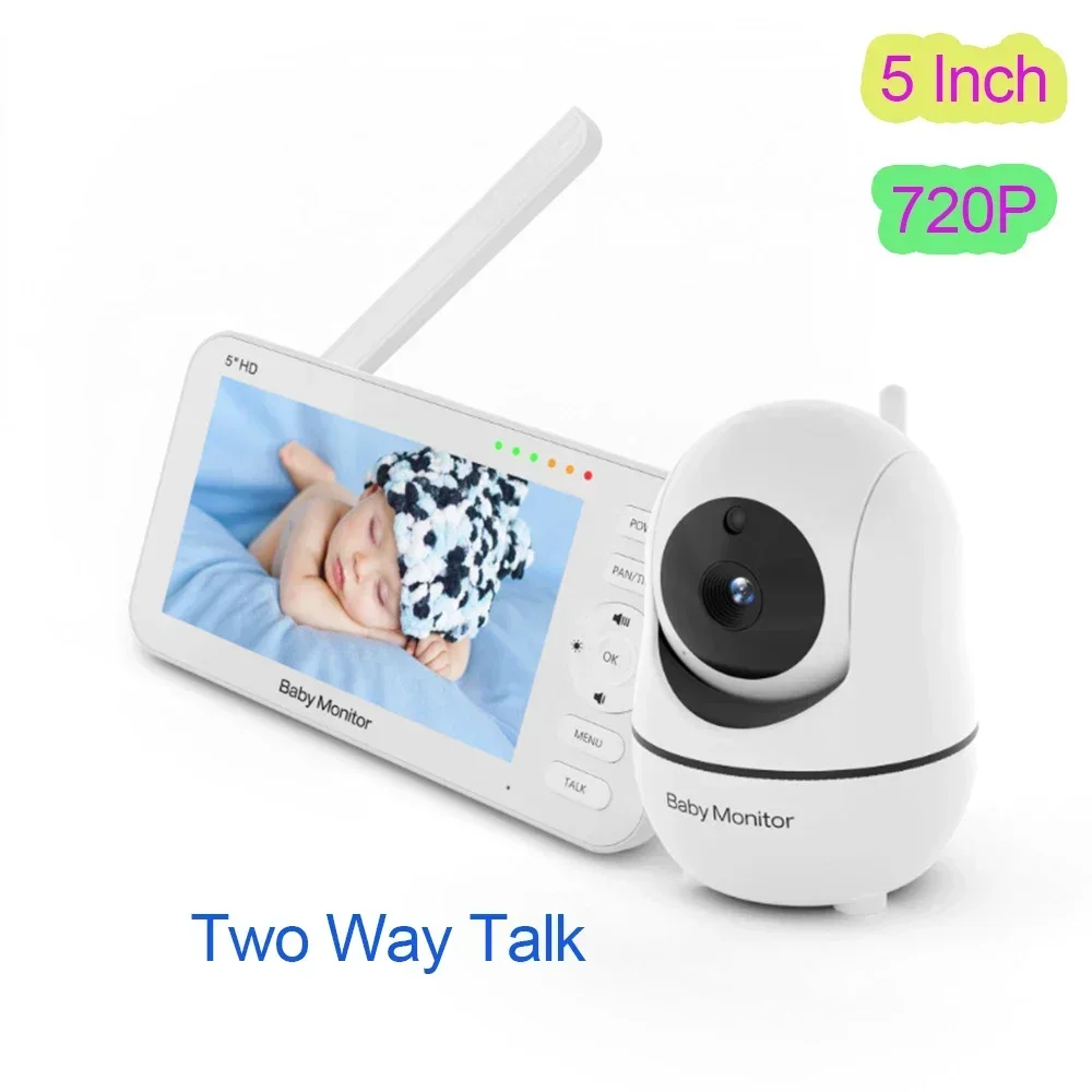 Baby Monitor 5-inch Two-way Walkie-talkie HD 720P Temperature Display Feeding Plan Lullaby Nanny Swivel Camera SM50B