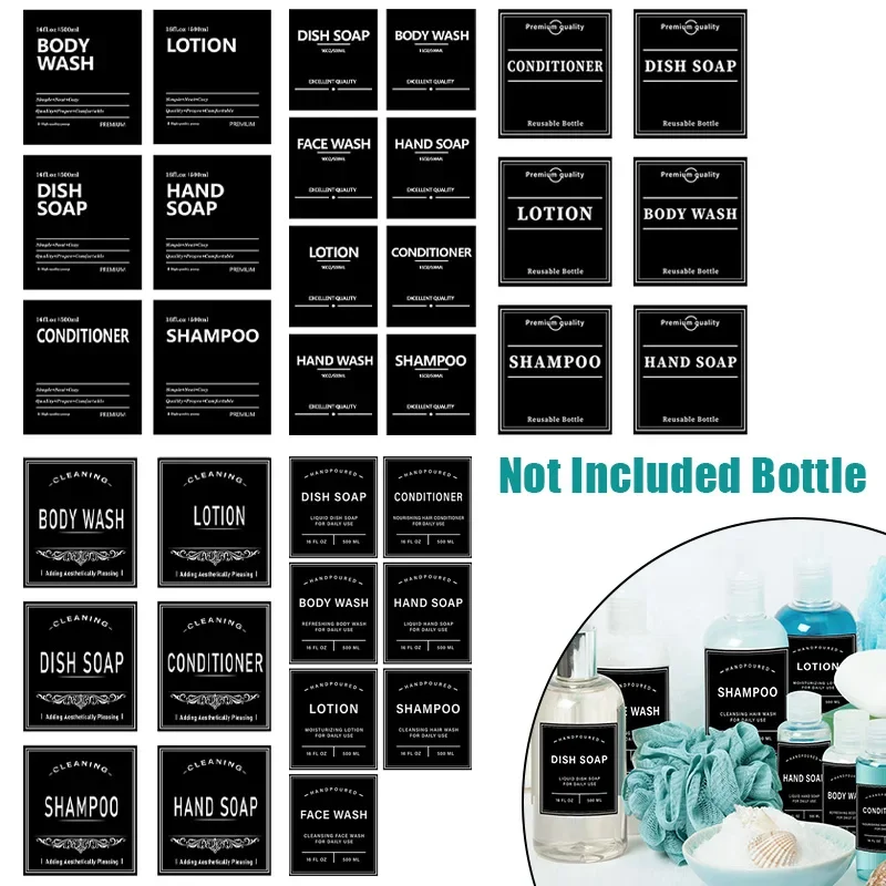 Bathroom Labels Sticker Set 6/7/8PCS Waterproof For Bottle