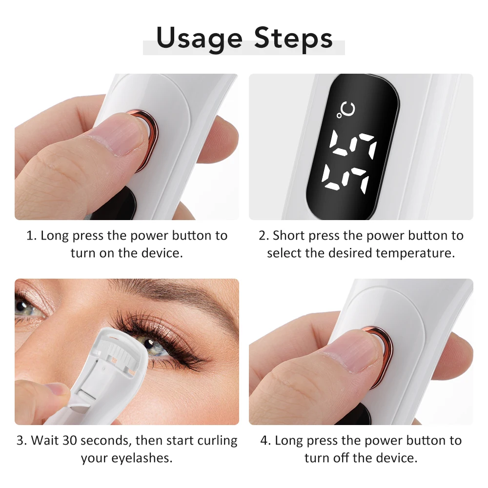 Portable 5D Heating Curling Electric Eyelash Curler 3 Level Perm Eyelash Curler