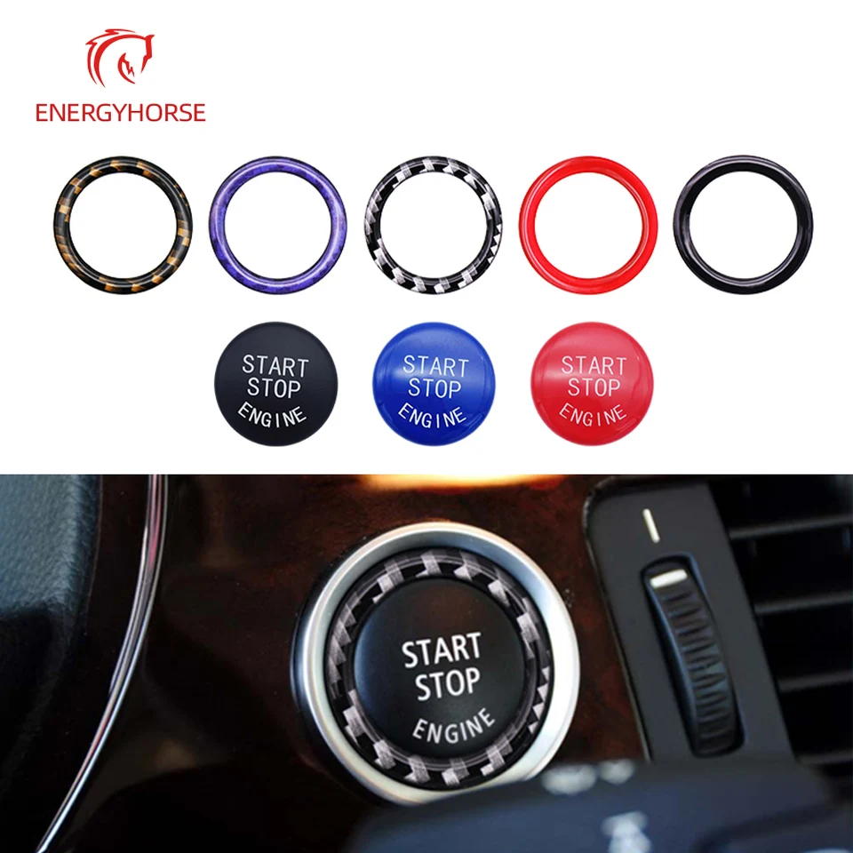 GEARMONSTER Start Stop Knop, Motor Startknop Afdekking, Auto Startknop Motor Ontstekingsschakelaar Afdekking Ontstekingsslotafdekking voor E90 E91 E92 E93 E60 X1 E84 X3 E83 X5 E70 X6 E71 (Rood