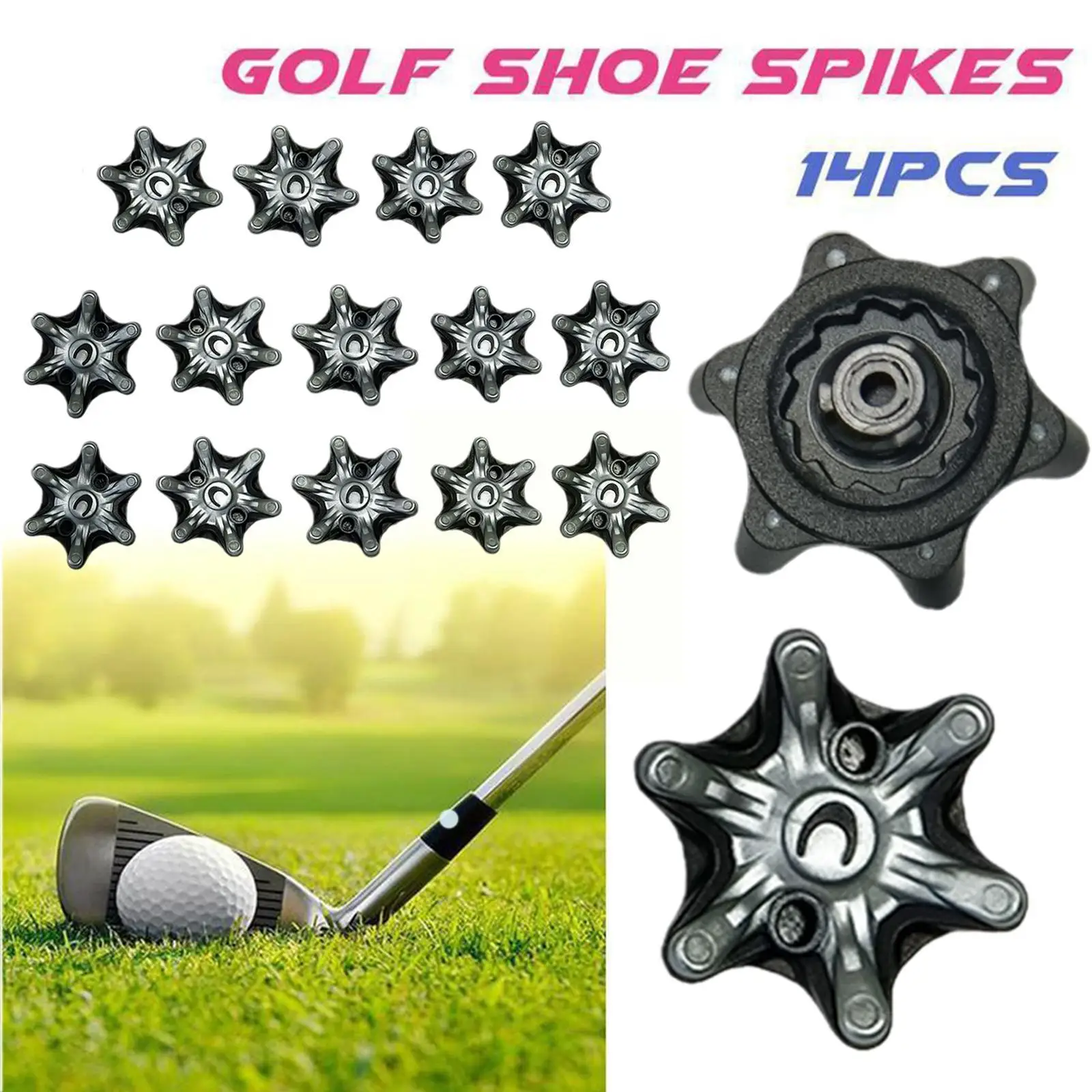 2cm Golf Shoe Spikes Black C Shape With Holes Replacements For Most Golf Shoes Models Easy Install Golf Shoes Tooth Spikes Z7W7