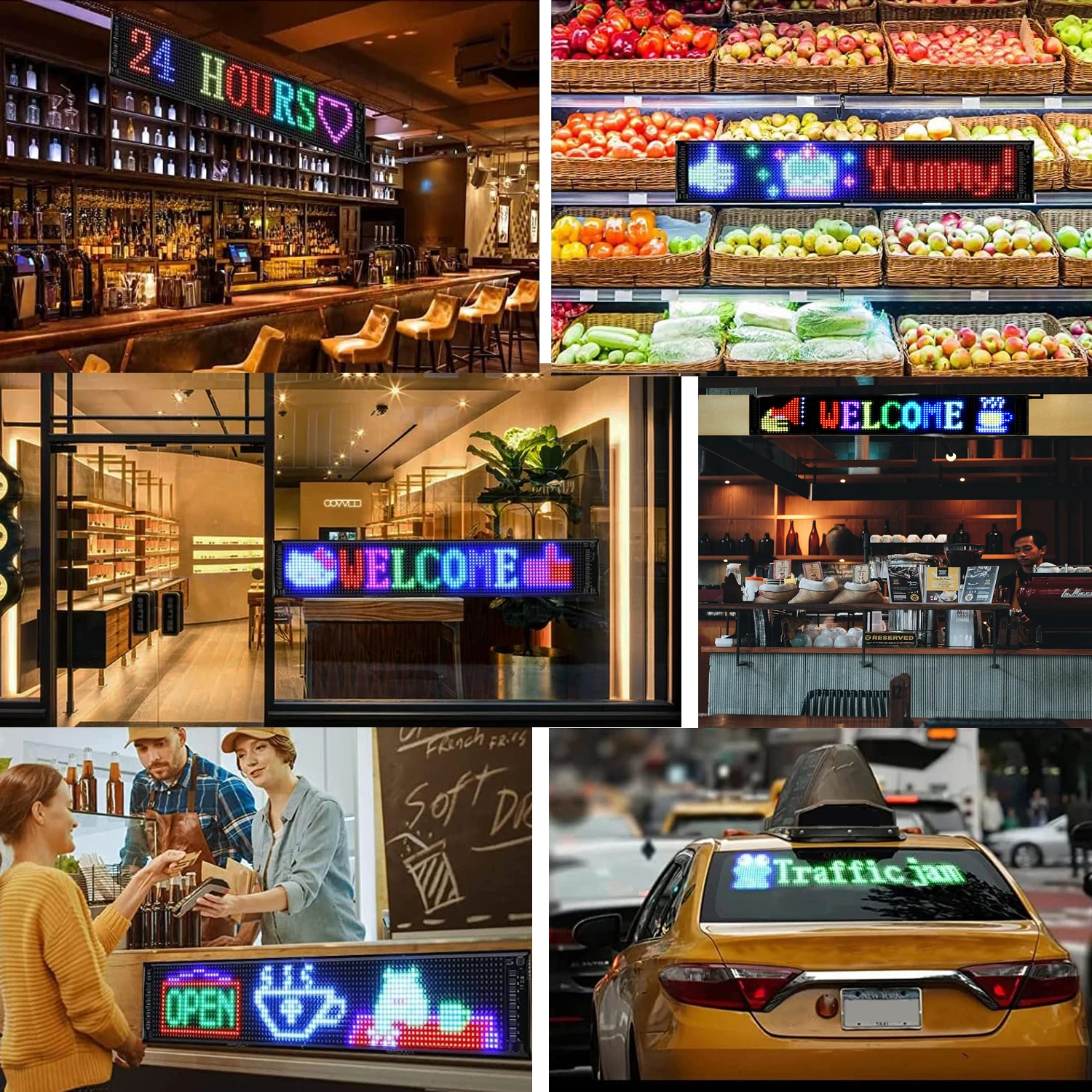 LED message board,led display board,led advertising box GOTUS scrolling bright advertising LED sign USB 5V Bluetooth APP control sign programmable text pattern LED car