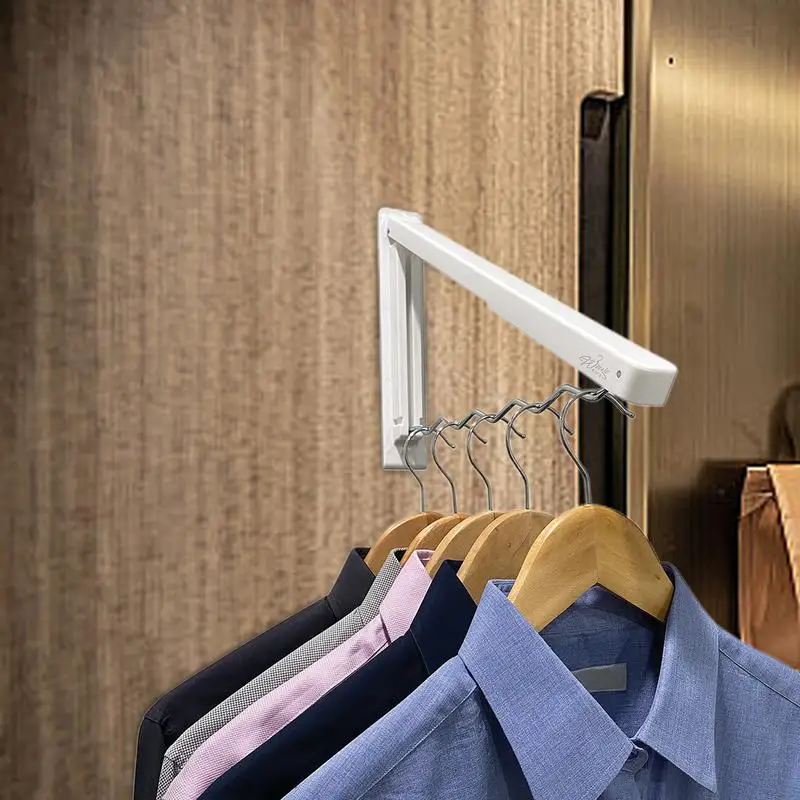 Wall Mounted Clothes Rack Punch Free Foldable Drying Rack 20 Pounds Load Bearing Hanger Rack Wavy Design Drying Coat Racks 3