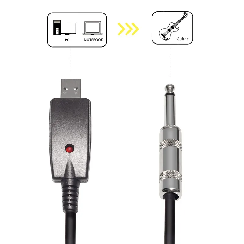 USB To 6.35mm Guitar Cable 3M Instrument Guitar Cable Electric Bass Keyboard Amplifier For Microphone Auxiliary Audio AUX Cord