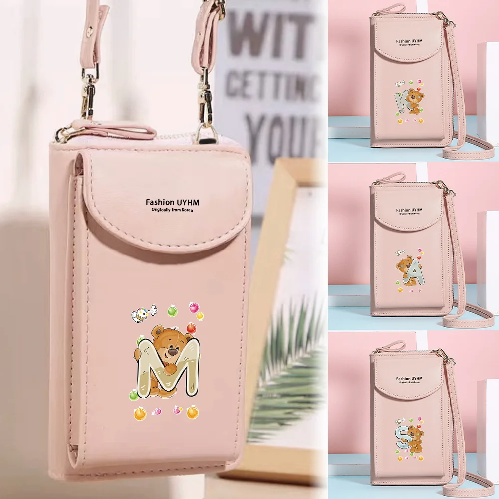 Telefon Tasche Weibliche Schulter Riemen Handtasche Brieftasche Geldbörsen Karten Halter Lagerung Taschen Bär Brief Drucken Serie