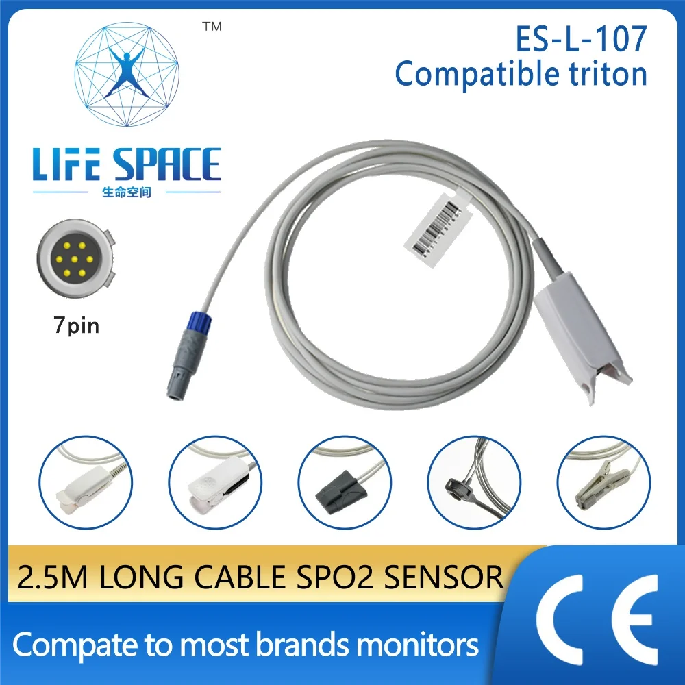 Sensore Sonda Spo2 Compatibile Triton 7Pin 2Slot 60 Gradi Pulsossimetro Strumento Monitor Multiparametrico Medico Sensore Di Ossigeno Nel Sangue