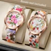2/3/4/5PCS Fashion Flowers Printed Women Watches Casual Silicone Band Quartz Watch Reloj Mujer Girls Clock Gift(Without Box)