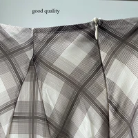Flowing Check Midi Skirt 2026 Spring Summer New Retro Long Skirt Seaside Holiday Casual Brown Women Clothing - Image 4
