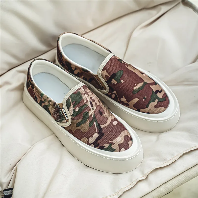 Fashion Camouflage Canvas Loafers Men Espadrilles Breathable Slip-on Men's Vulcanized Shoes Summer Platform Casual Sneakers Men