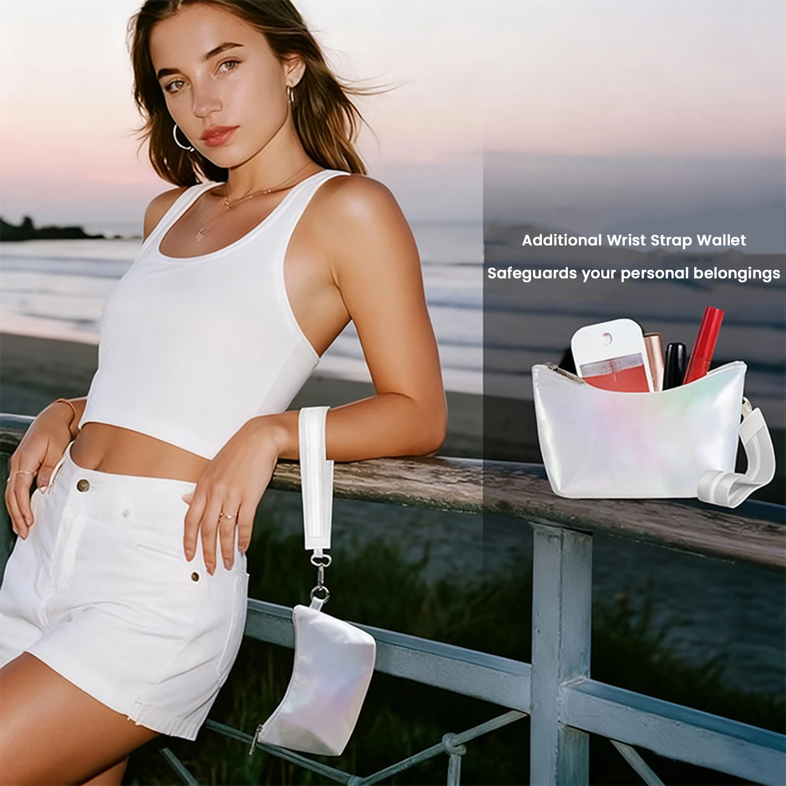 PVC Clear Handbag with Wristlet Wallet Concert Bag Clear Crossbody Bag for Women Stadium Approved