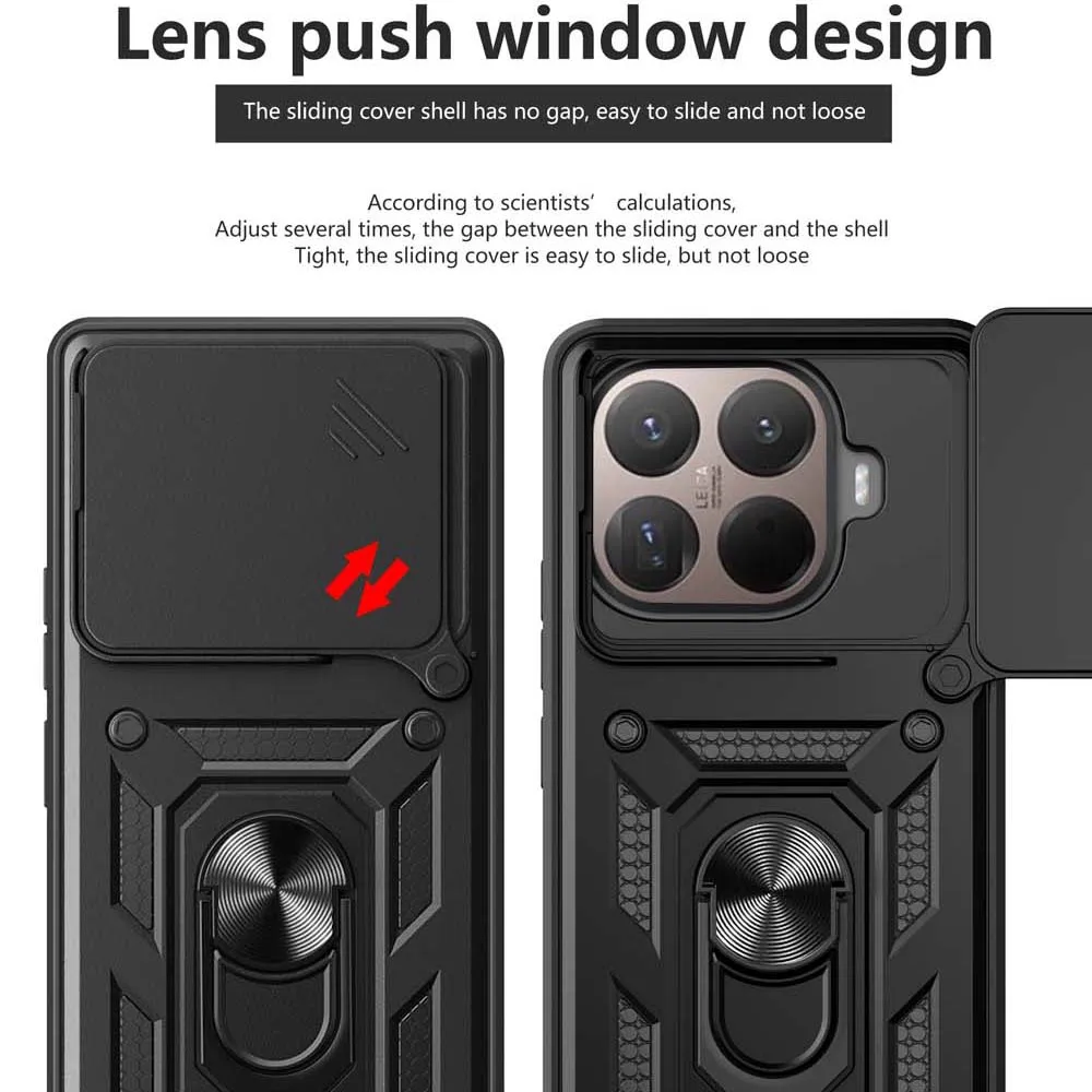 Reinforced Slide Lens Protector Armor Case with Ring Cover
