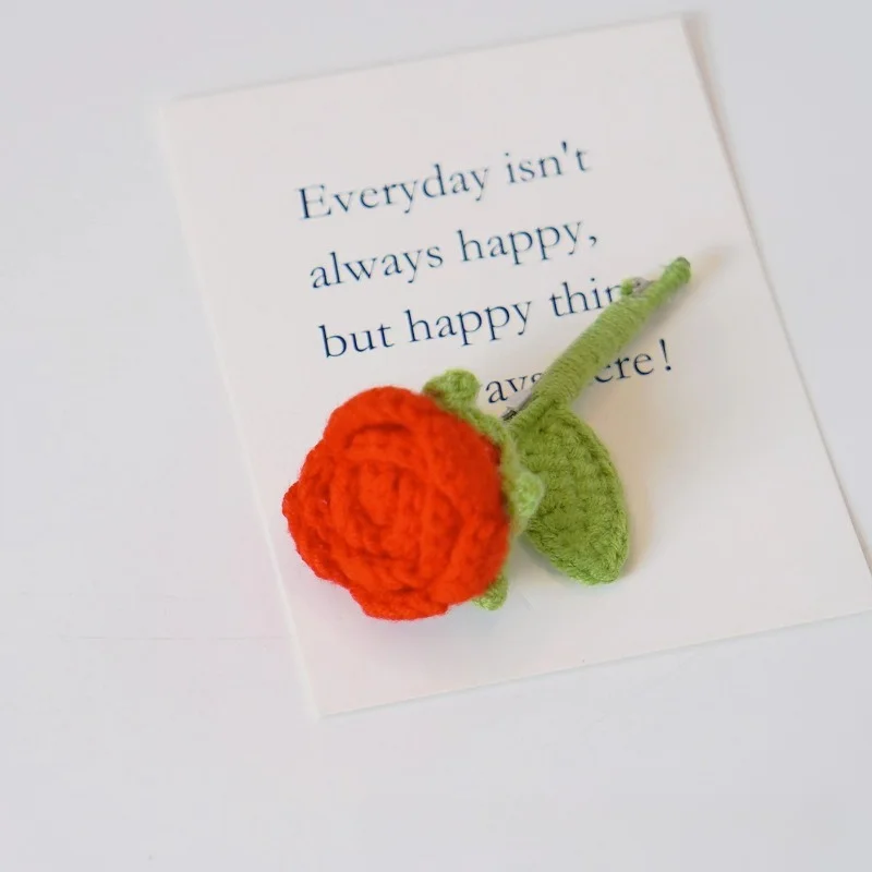 1pc Finished Handmade Rose Brooch Crocheted Chest Flower Accessory Temperament Small Brooch Flower Clothing Accessory Decoration