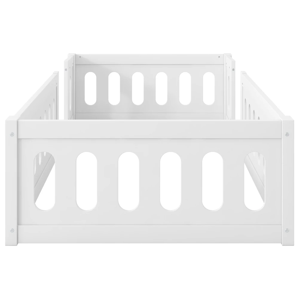 Modernes Plattformbett aus Holz 90 x 200 mit Geländer, Plattformbett besteht aus massivem Kiefernholz und MDF und eignet sich aus robustem, massivem Holz – Detail 10