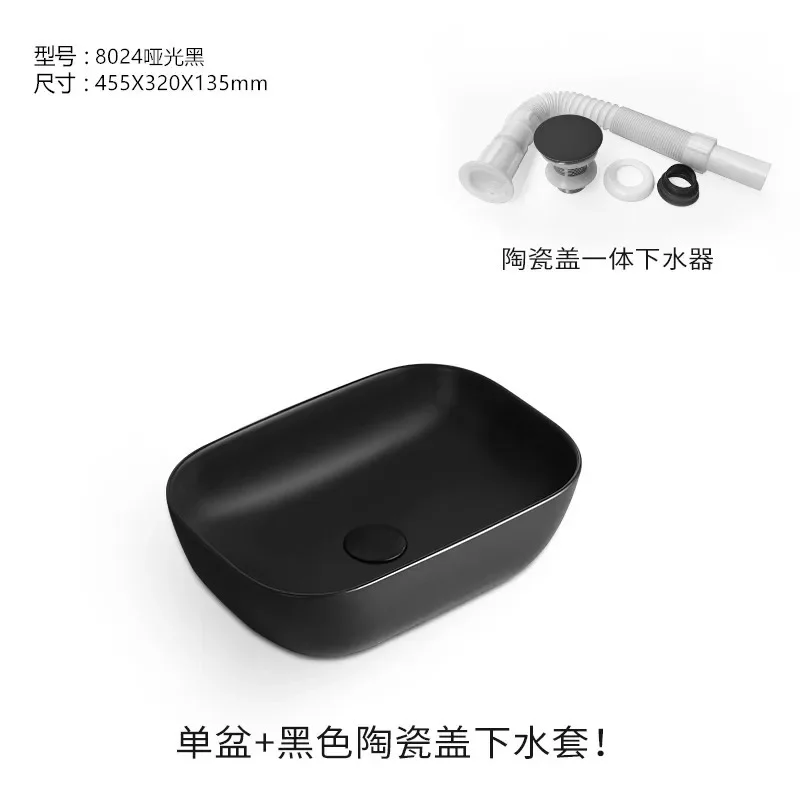 Nordic Ceramic Tabletop Basin Wash Basin Square Black Minimalist Basin Household Bathroom European Style Artistic Wash Basin 3