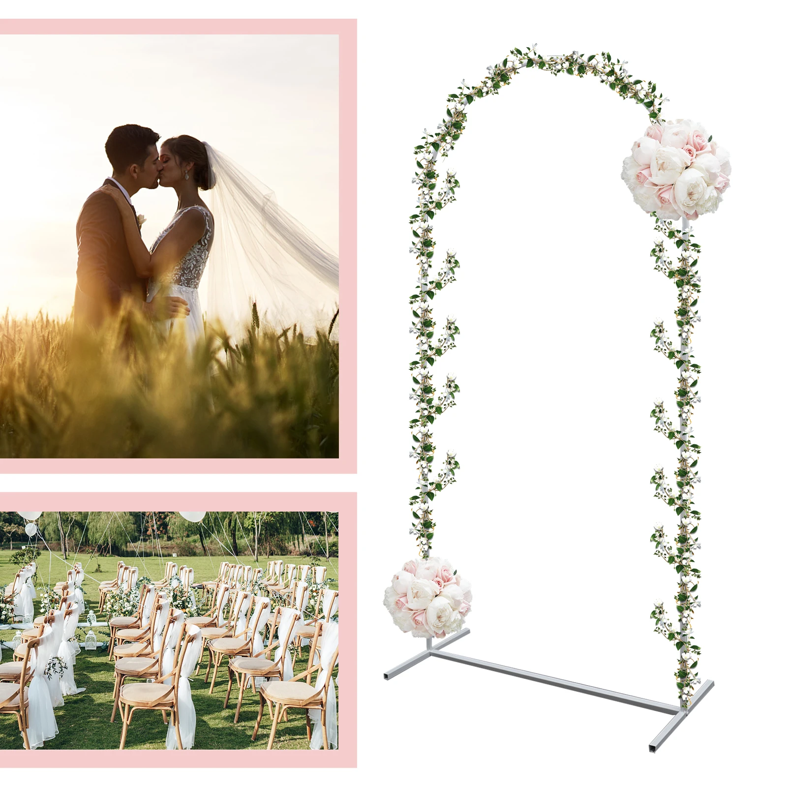 3.3 x 6.5FT Flower Display Frame Party Decoration Wedding Balloon Arch Metal Backdrop Stand Flower Balloon Frame