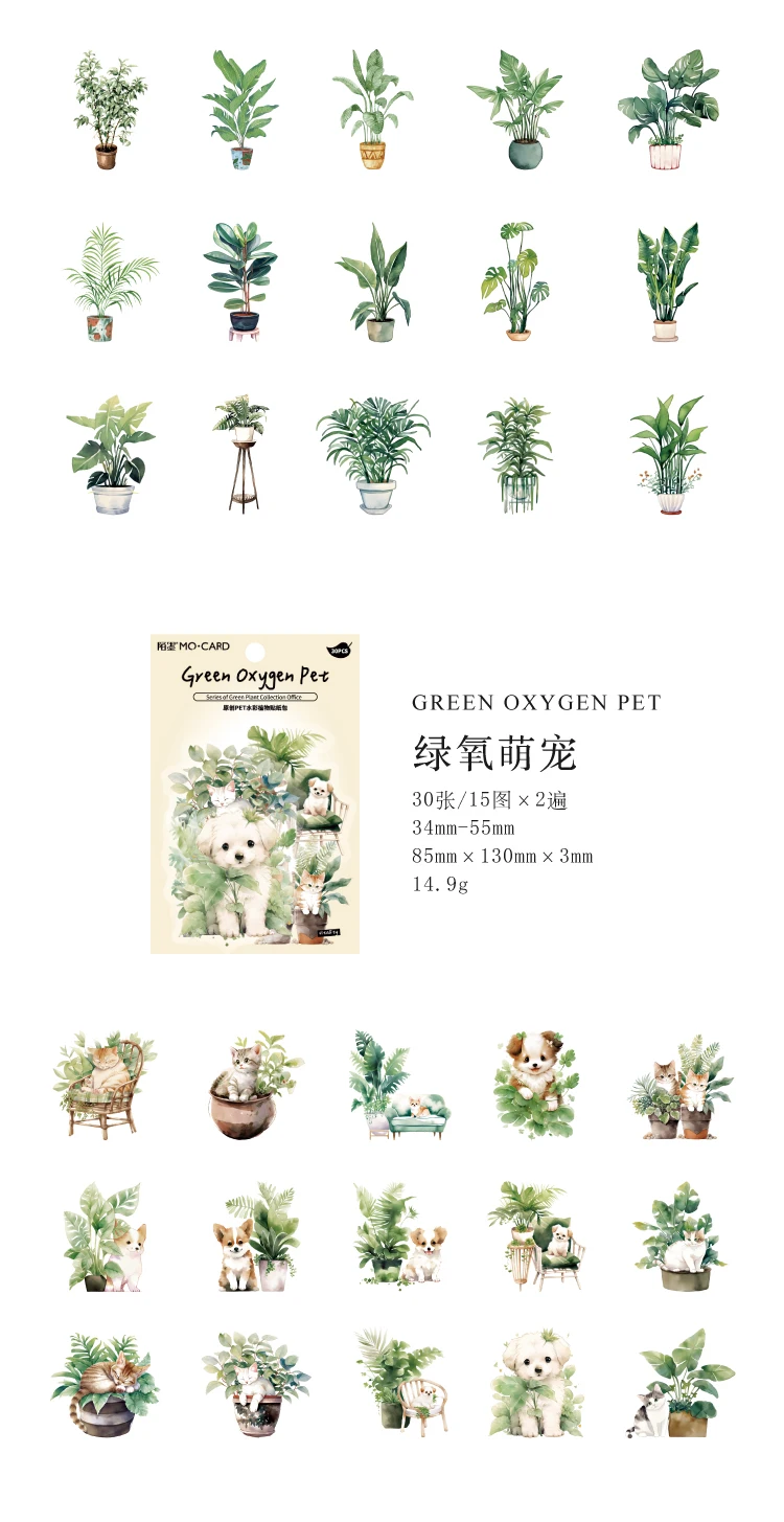 30 teile/paket Ästhetische Topfpflanze PET Aufkleber DIY Scrapbooking Planer Collage Schreibwaren Ästhetik Dekor Blume Aufkleber – Detail 13