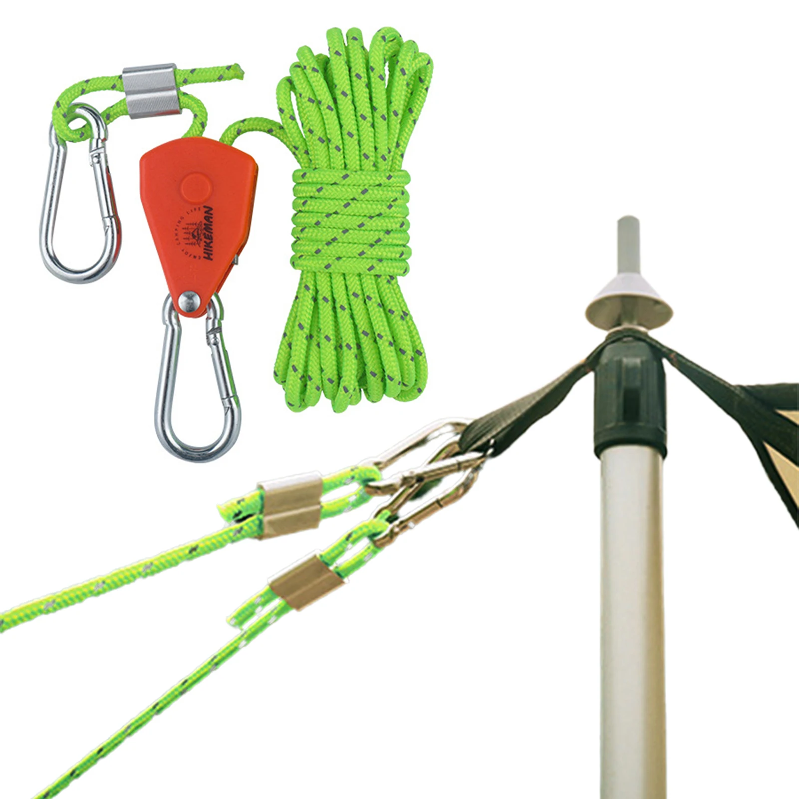 4mReflectiveCampingRopeCampGuylineRopeCordWithAdjusterFor