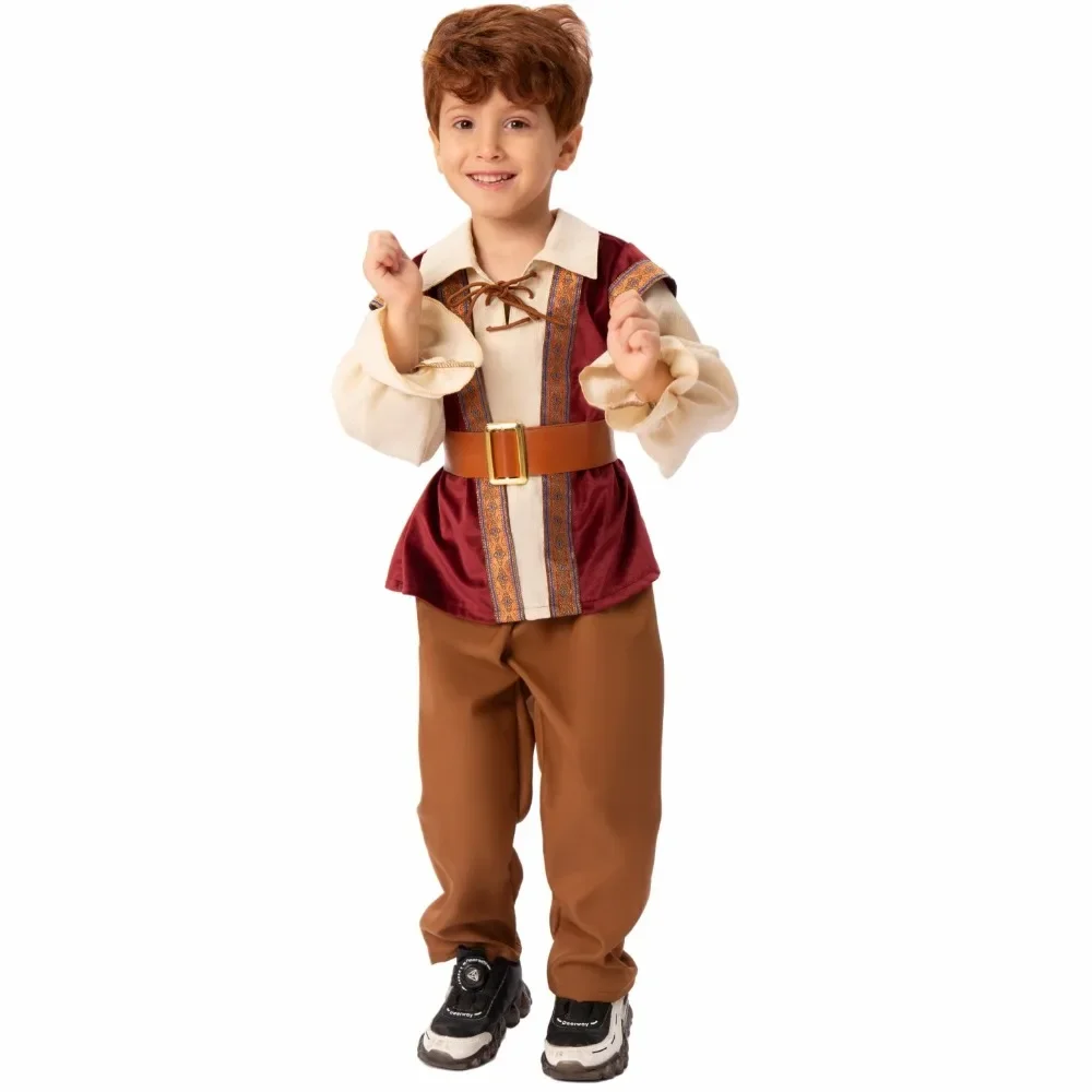 

Medieval Court Kids Cosplay Costume Vintage Tops Pants Belt Suit Renaissance Children Role Play Uniform Halloween Carnival Party
