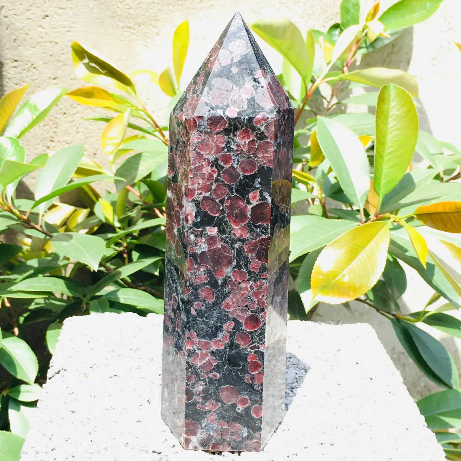 

Natural Garnet Crystal Obelisk Quartz Crystal Wand Point Healing