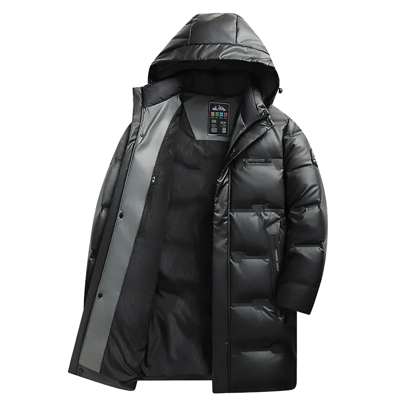 thumbnail image 1 of Chaqueta de plumón para hombre, chaqueta de cuero con plumón de pato, capucha extraíble, ropa de diseñador con relleno para hombre, chaquetas acolchadas ligeras para hombre, 1 of 5
