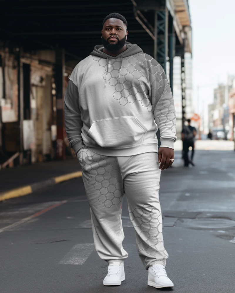 Biggmans Hooded Sweater Two Piece Sets for Men's Clothing Ace of Spades Poker Hip Hop Fashion Comfortable Big Plus Size Suit