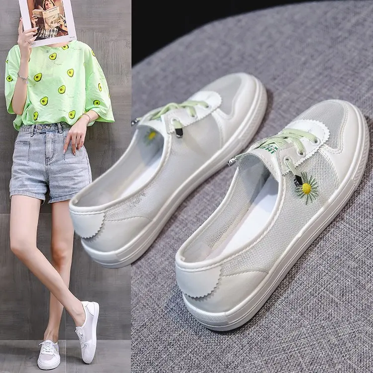 

Women Casual Shoes Fashion Breathable Walking Mesh Flat Shoes Woman White daisy Sneakers Ladies 2022 Tenis Feminino Female Shoes