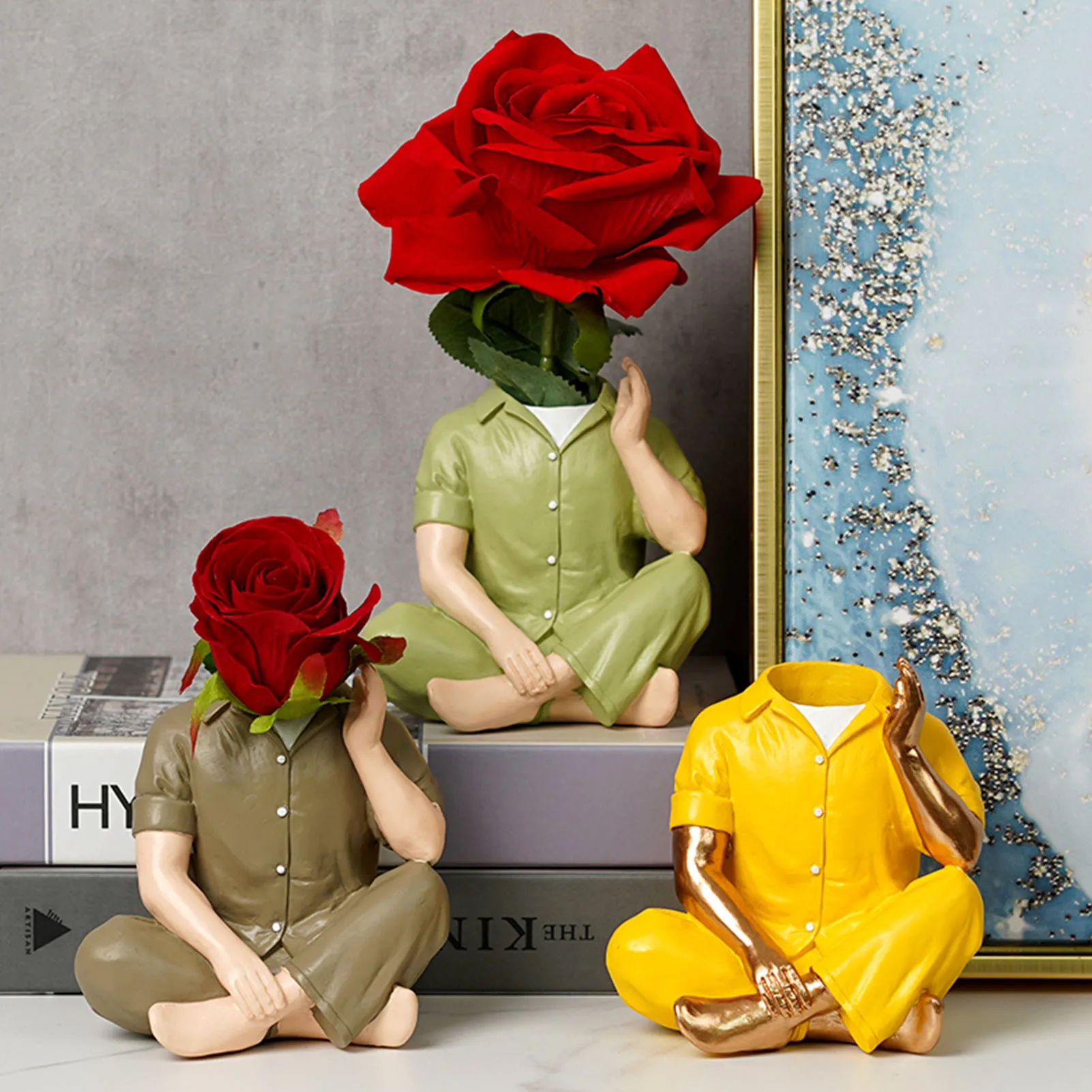 Resin Vase Pajama Shape Human Body Vases Resin Planter Sculpture Novelty Flower Vases For Shelf