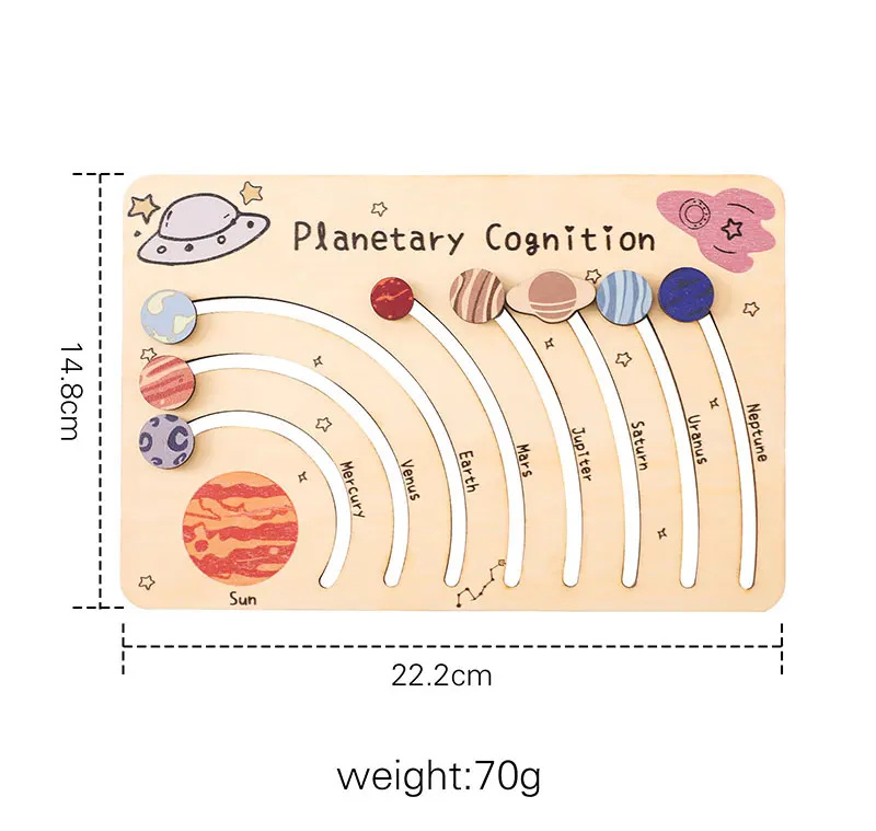 Wooden Puzzle Toys Movable Orbital Solar System Model Science Toys Set Montessori Planets Science Educational Puzzle Toys Gifts 3