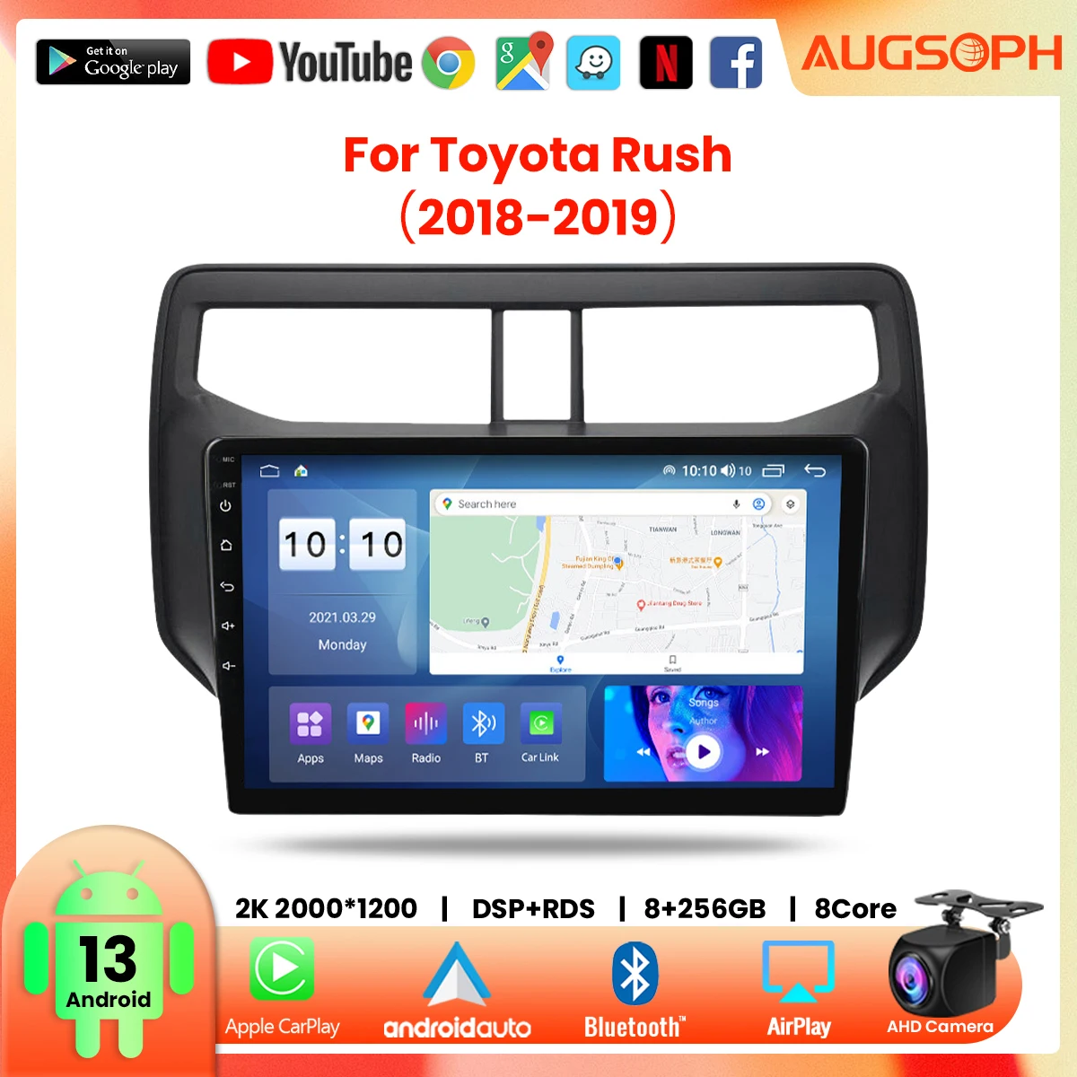 

Android 13 Car Radio for Toyota Rush 2018-2019,9inch Multimedia Player with 4G WiFi Car Carplay & 2Din GPS