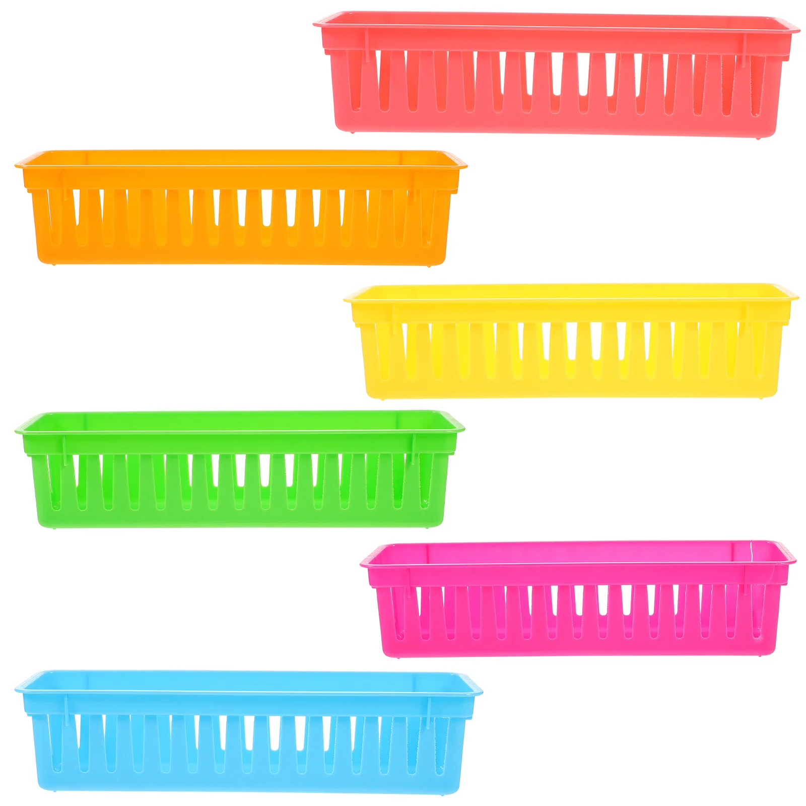 6 Pcs Plastic Desk Pencil Holder Stationery Basket Colorful Classroom Supplies Storage Compartment Box Drawer Baskets for Tray