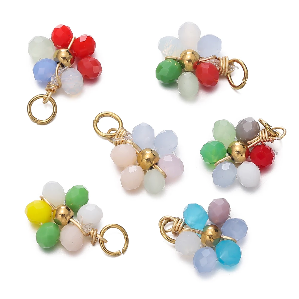 5 Stücke Edelstahl Anhänger Kristall Perlen Blumenform Anhänger Charms Anhänger DIY Armband Halskette Für Schmuck Machen Liefert – Detail 5