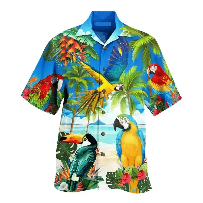 thumbnail image 1 of Camisas con estampado 3D de palmeras y mangas cortas para hombre, camisa hawaiana de gran tamaño con botones, blusas casuales de verano, camisa para hombre, 1 of 5