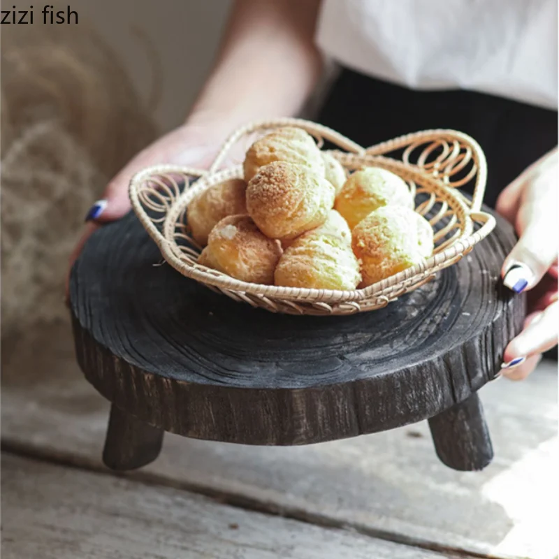 Tripod Wooden Pallet Storage Tray Tea Tray Cake Plate Dessert Plate Refreshment Tray Display Stand Photo Props Decorative Trays 5